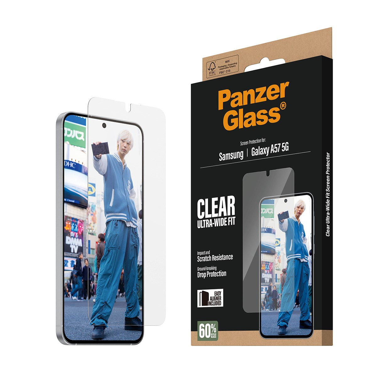 PanzerGlass® Skærmbeskyttelse Samsung Galaxy A57 5G | Ultra-Wide Fit m. EasyAligner